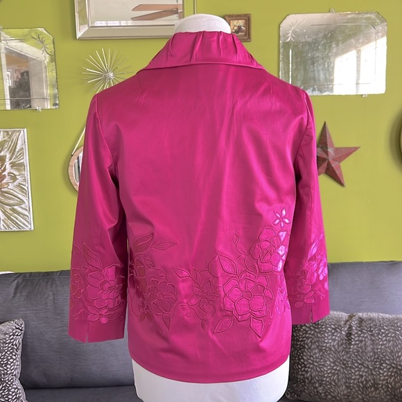 Chico’s | Satin Jacket | 3/4 Sleeves | Embroidered - Picture 5 of 10